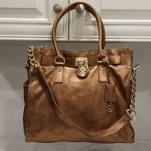 Michael Kors RARE Metallic Copper XL Hamilton Tote